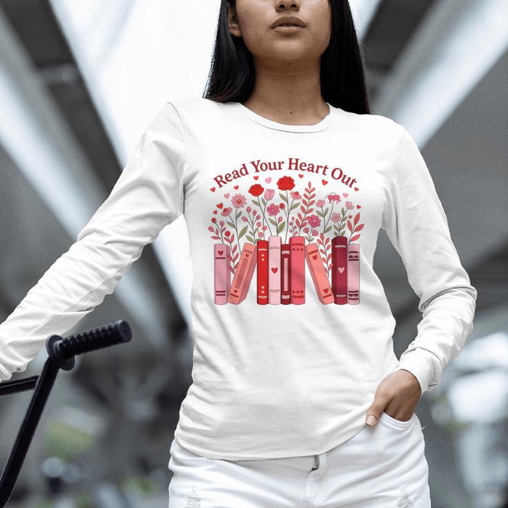 Read Your Heart Out Teacher Valentines Day Reading Book Unisex Long Sleeve T-Shirt