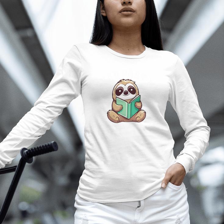 I Read Past My Bedtime Reading Sloth Book Lover Unisex Long Sleeve T-Shirt