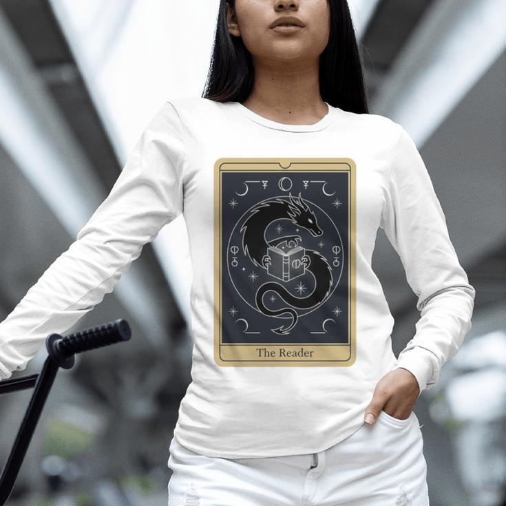 The Reader Tarot Card Mystic Dragon Book Magic Unisex Long Sleeve T-Shirt The Reader Tarot Card Mystic Dragon Book Magic Unisex Long Sleeve T-Shirt