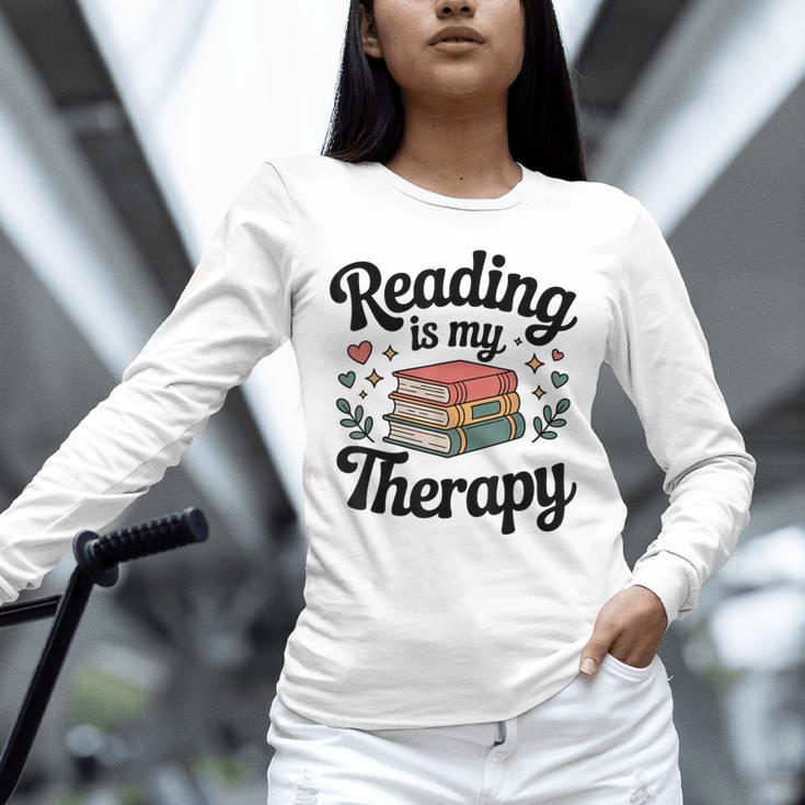 Reading Is My Therapy Book Lover Bookworm Unisex Long Sleeve T-Shirt