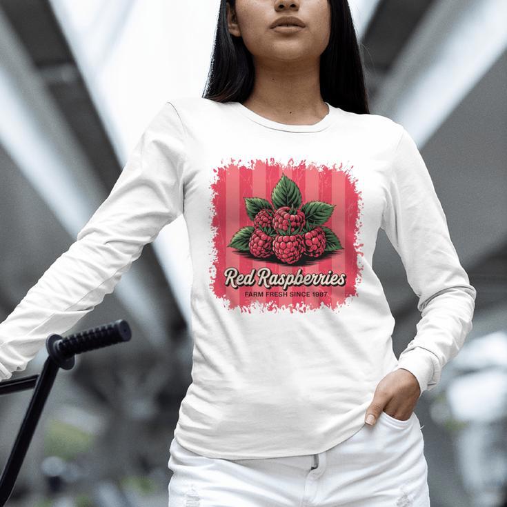Red Raspberries Farm Fresh Since 1987 Nostalgia Unisex Long Sleeve T-Shirt Red Raspberries Farm Fresh Since 1987 Nostalgia Unisex Long Sleeve T-Shirt