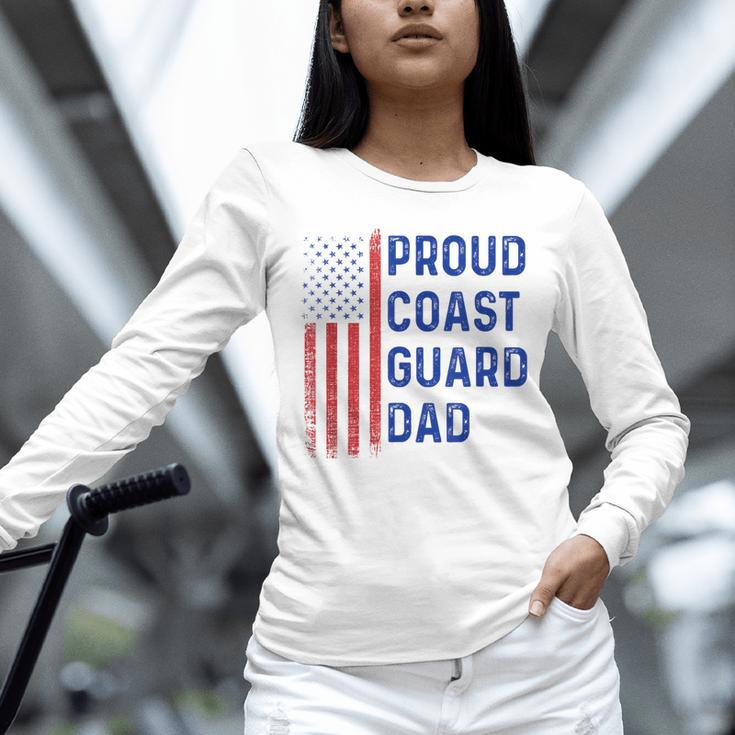 Retro Proud Coast Guard Dad Graduation Dad Usa Flag Outfit Unisex Long Sleeve T-Shirt