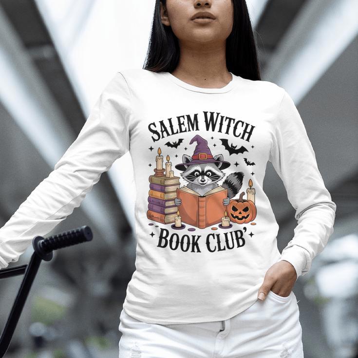 Salem WItch Book Club Halloween Raccoon Witch Reading Book Unisex Long Sleeve T-Shirt
