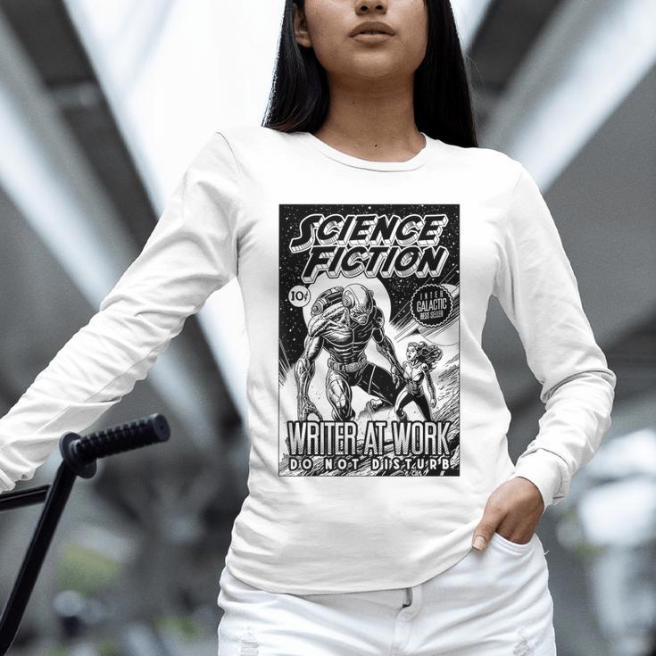Science Fiction Writer At Work Vintage Book Cover Unisex Long Sleeve T-Shirt Science Fiction Writer At Work Vintage Book Cover Unisex Long Sleeve T-Shirt