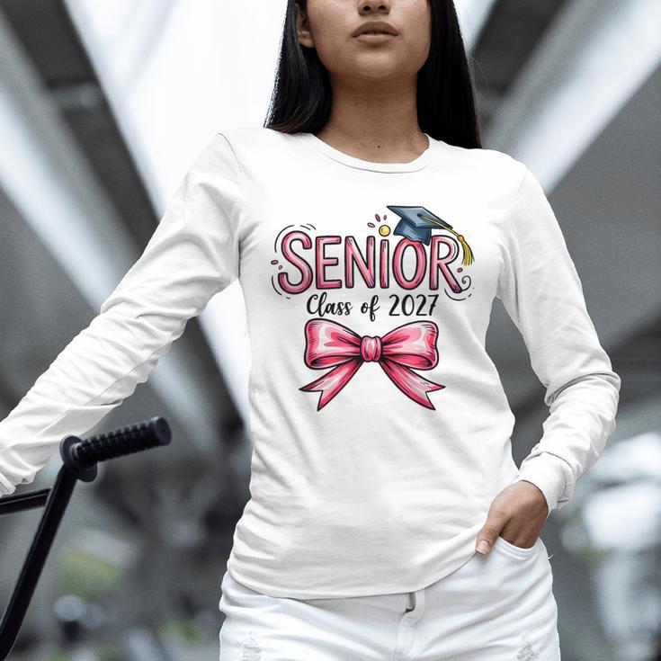 Senior Class Of 2027 Coquette Pink Bow Graduation 2027 Girls Unisex Long Sleeve T-Shirt