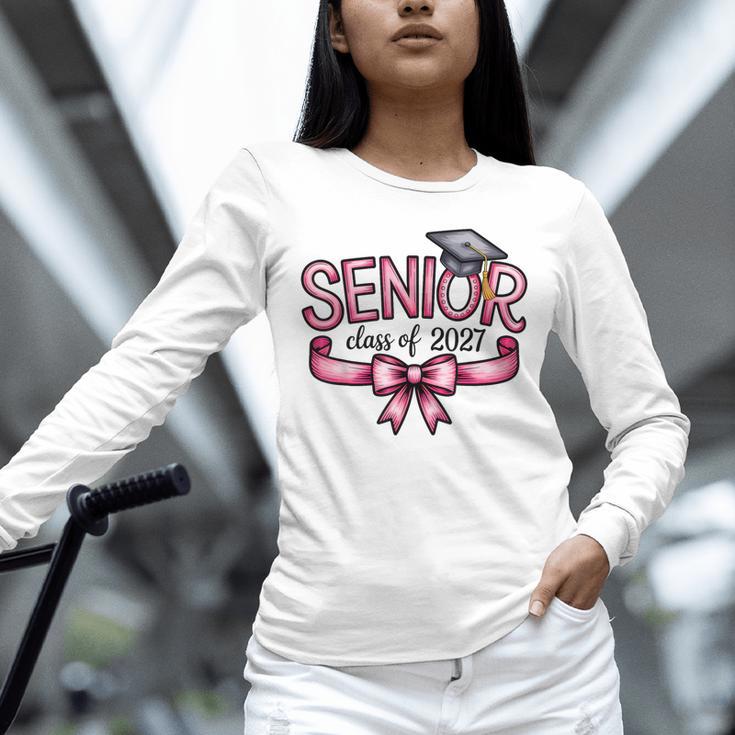 Senior Class Of 2027 Coquette Pink Bow Graduation 2027 Women Unisex Long Sleeve T-Shirt