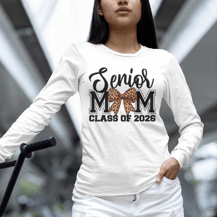 Senior Mom Class Of 2026 Graduation Leopard Coquette Bow Unisex Long Sleeve T-Shirt
