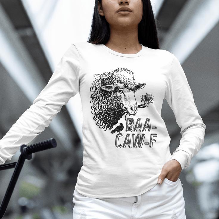 Sheep Baa Crow Caw Back Off Pun Tee For Introverts & Teens Unisex Long Sleeve T-Shirt