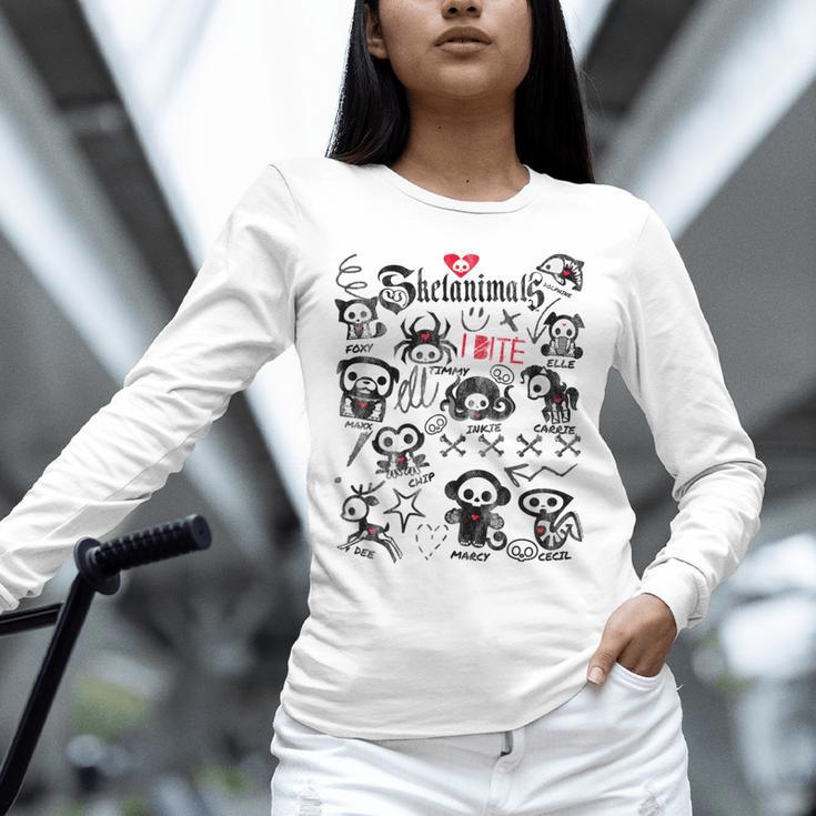 Skelanimals I Bite Vintage Retro Dead Pet Textbook Collage Unisex Long Sleeve T-Shirt