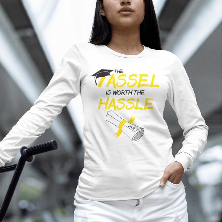 Tassel Worth The Hassle 2018 Graduation Quote Ylw Unisex Long Sleeve T-Shirt