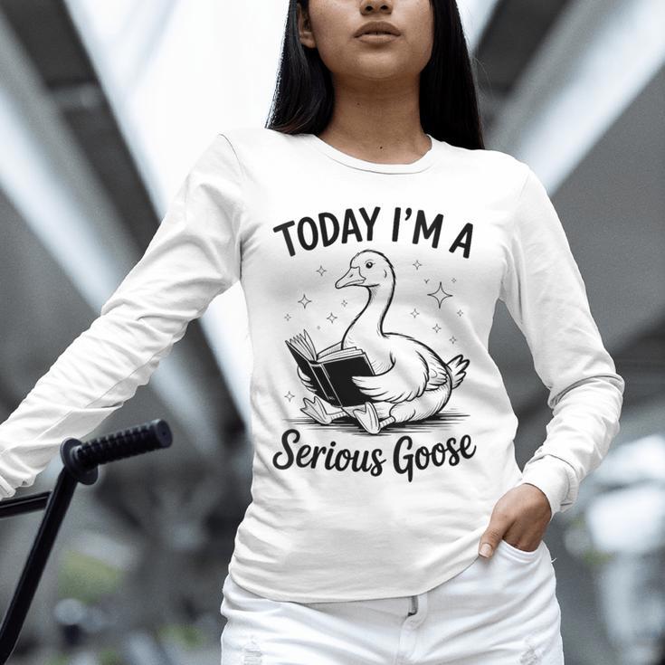 Today I'm A Serious Goose Animal Reading Book Lovers Unisex Long Sleeve T-Shirt