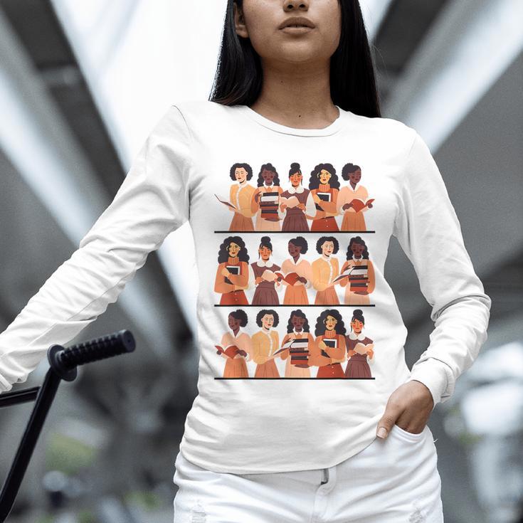 History Month Educated Black Women Girls Reading Books Unisex Long Sleeve T-Shirt
