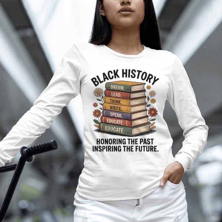 History Month Teacher Reading Book Lover Floral Stack Premium Tri-Blend Unisex Long Sleeve T-Shirt