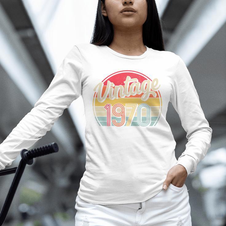 Vintage 1970 Retro Style 70's Born Nostalgia Vibe Birthday Premium Tri-Blend Unisex Long Sleeve T-Shirt