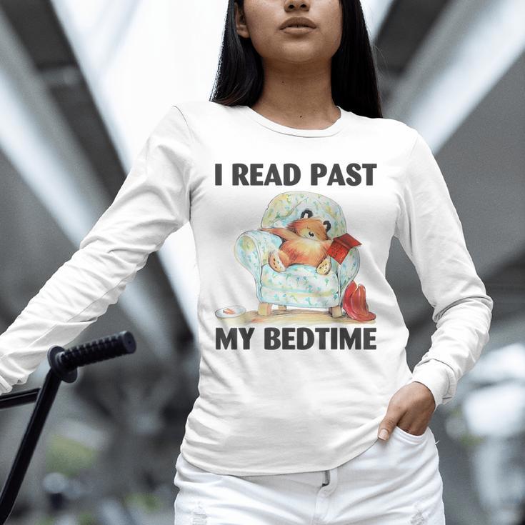 Vintage I Read Past My Bedtime Cute Sleeping Bear Book Lover Unisex Long Sleeve T-Shirt