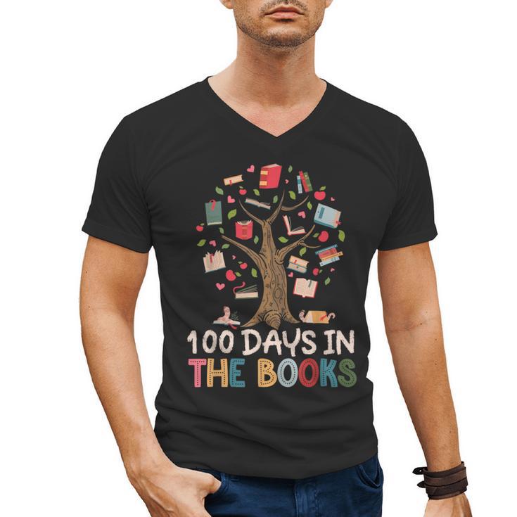 100 Days In The Books Reading Teacher Cute Book Lover Men's V-Neck T-Shirt