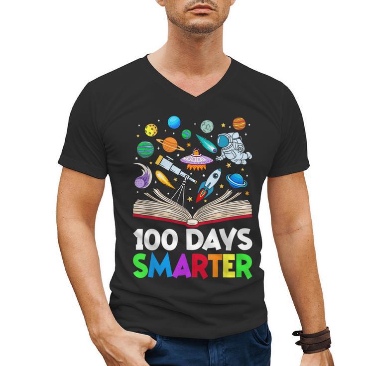 100th Day Of School Astronaut Books Space 100 Days Smarter Men's V-Neck T-Shirt 100th Day Of School Astronaut Books Space 100 Days Smarter Men's V-Neck T-Shirt