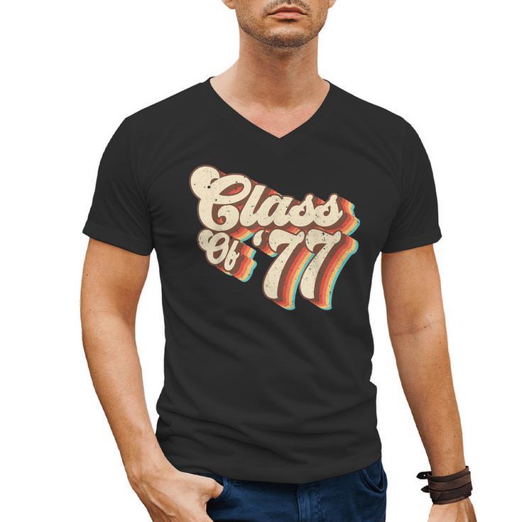 1977 Class Reunion Retro Class Of 77 High School Graduation Men's V-Neck T-Shirt