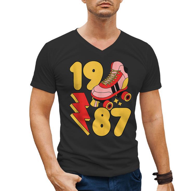 1987 Retro Roller Skate Vintage 80s Nostalgia Collector Men's V-Neck T-Shirt