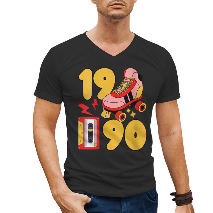1990 Retro Raised On 90s Music Old School Nostalgia Punk Men's V-Neck T-Shirt