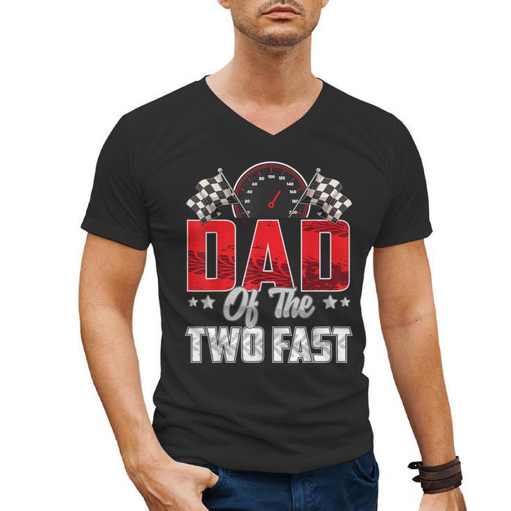 2 Year Old Racing Car Two Fast Birthday 2nd Family Dad Men's V-Neck T-Shirt