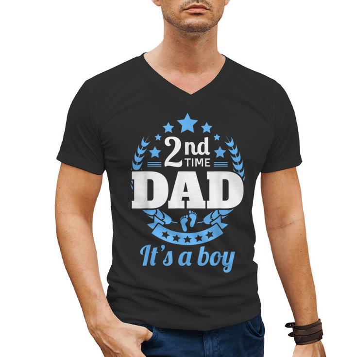 2nd Time Dad It's A Boy Dad Again Second Baby Announce Men's V-Neck T-Shirt