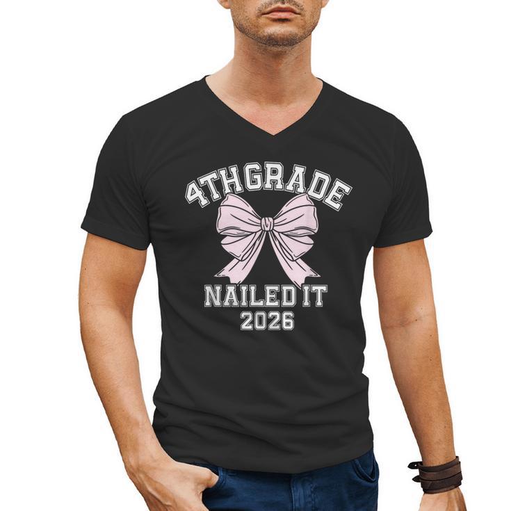 4th Grade Bow 2026 Fourth Grade Graduation Men's V-Neck T-Shirt