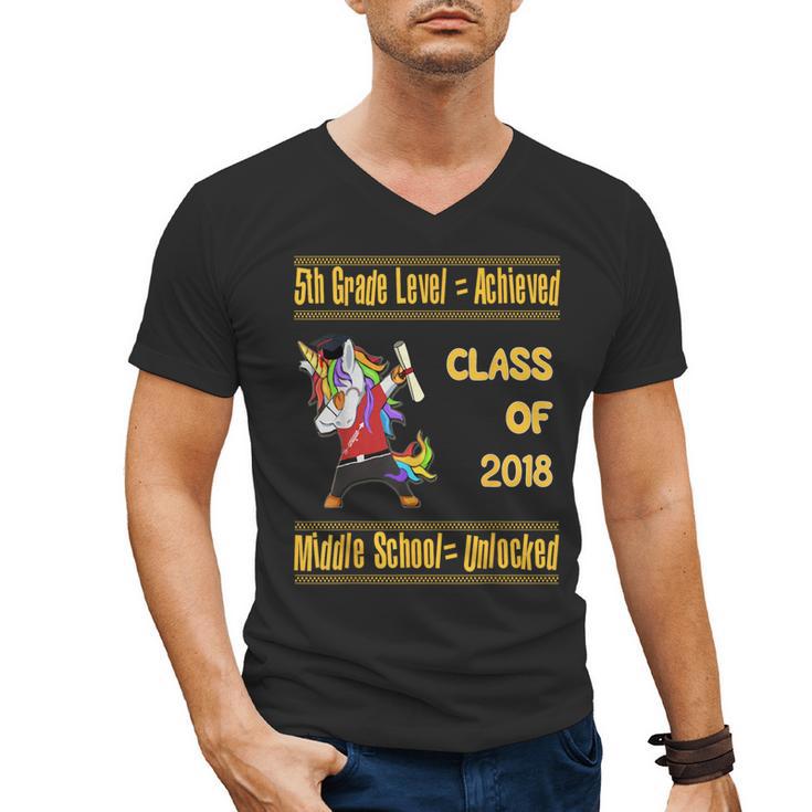 5th Grade Graduation Shirt Dabbing Unicorn Boys Class 2018 Men's V-Neck T-Shirt