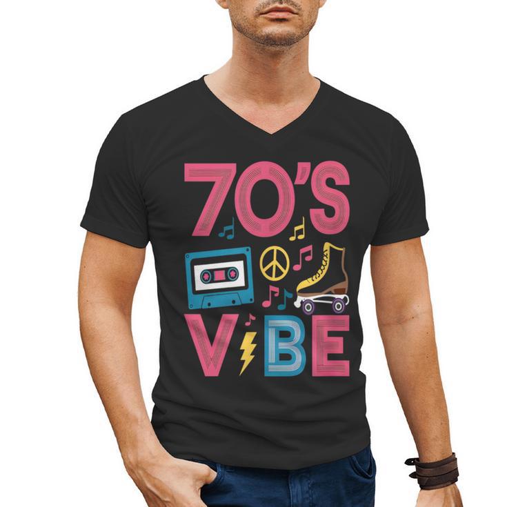 70s Retro Style Roller Skate Cassette Music Nostalgia Men's V-Neck T-Shirt