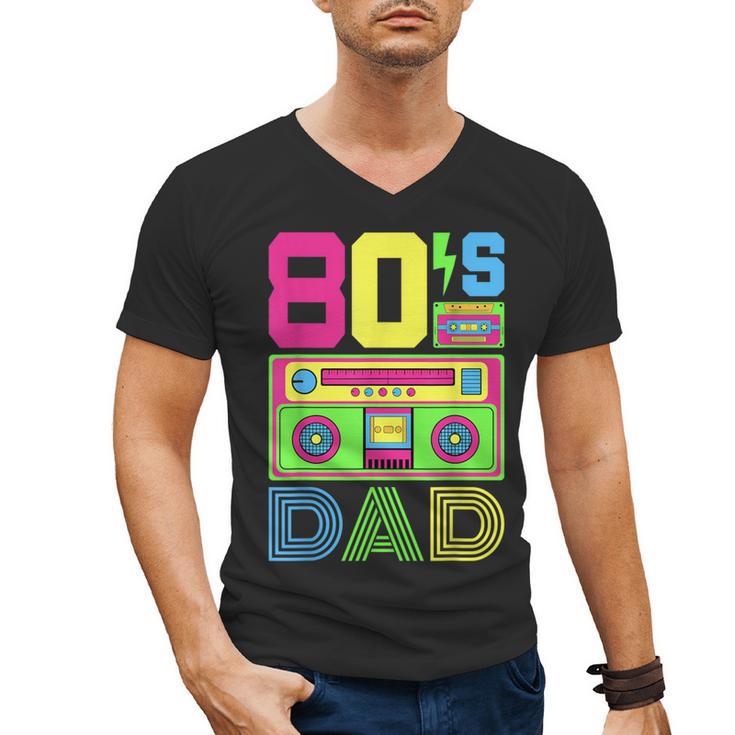 80s Dad 1980s Fashion Eighties Theme Outfit Fathers Day 80's Men's V-Neck T-Shirt