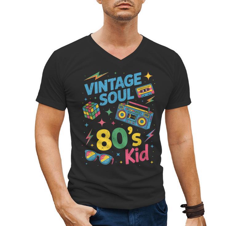 80’s Kid Nostalgia Retro Music Lover Retro 1980s Throwback Men's V-Neck T-Shirt
