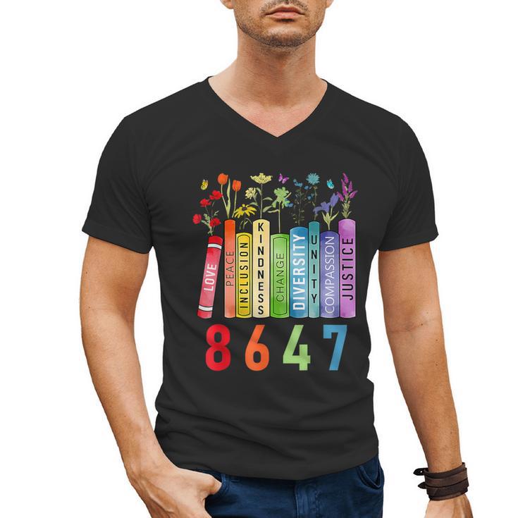 8647 Equal Rights Book Flower Trump Women Rights Feminist Men's V-Neck T-Shirt