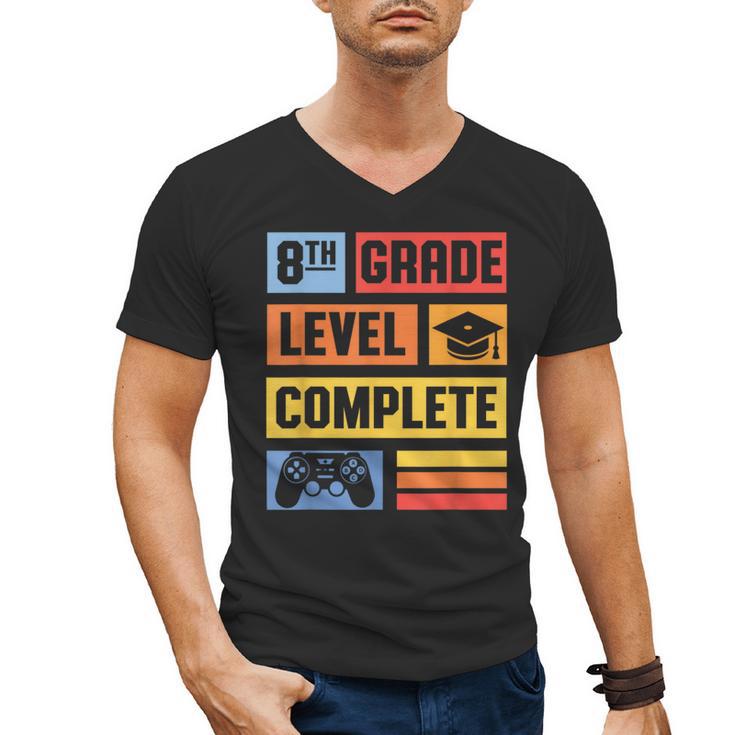 8th Grade Graduation Shirt 2024 Gamer Level Eighth Birthday Men's V-Neck T-Shirt