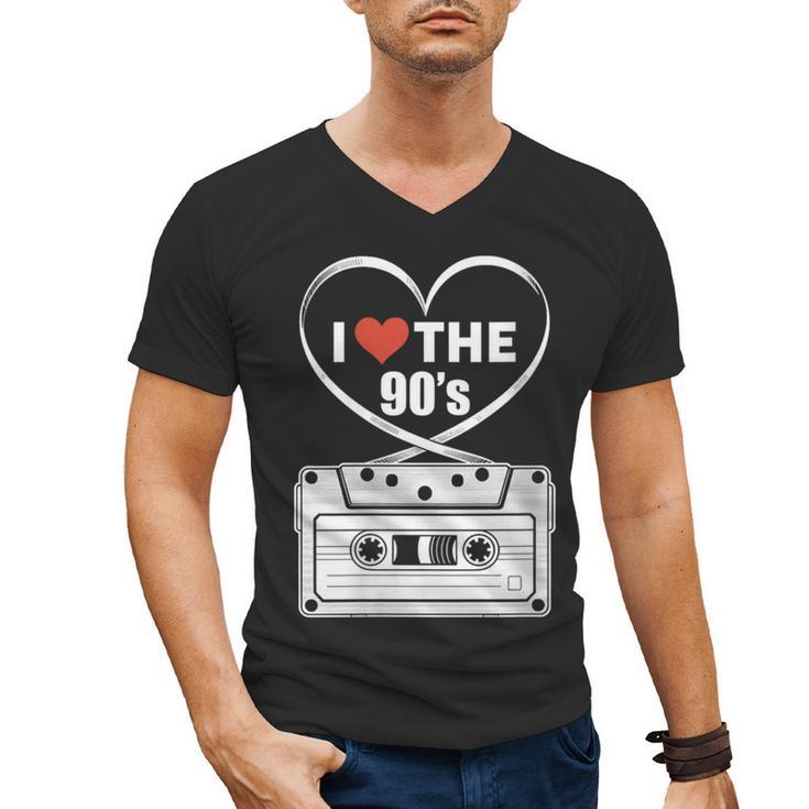 90s Nostalgia Cassette Heart Retro I Love The 90s Men's V-Neck T-Shirt