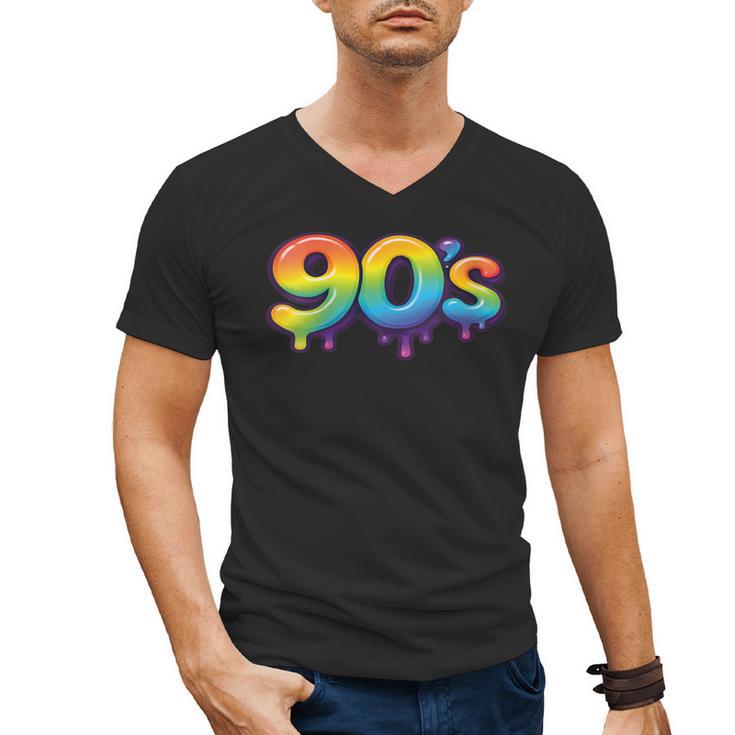 90s Retro Pop Art Rainbow Lips Nostalgia Costume 90s Men's V-Neck T-Shirt