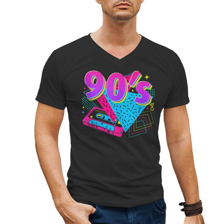 90's Vibe Retro Style Cassette Tape Nostalgia 1990s Party Men's V-Neck T-Shirt