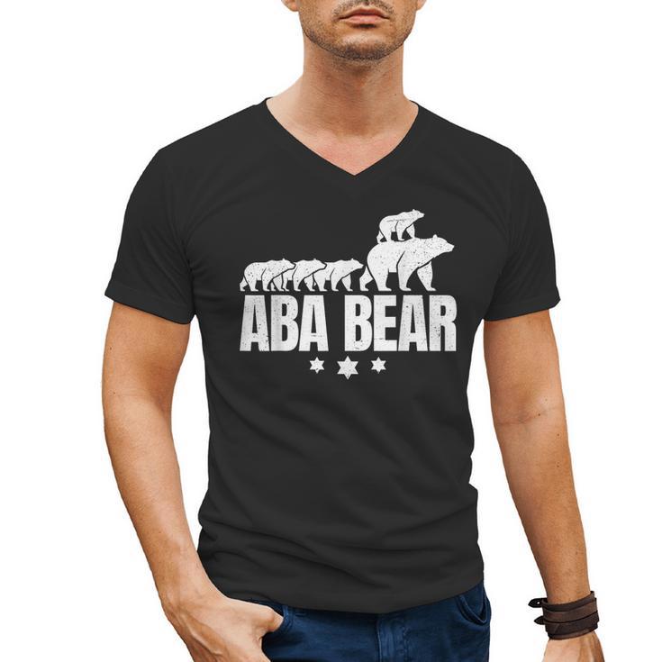 Aba Bear For Jewish Dad With Four Kids On Father's Day Men's V-Neck T-Shirt