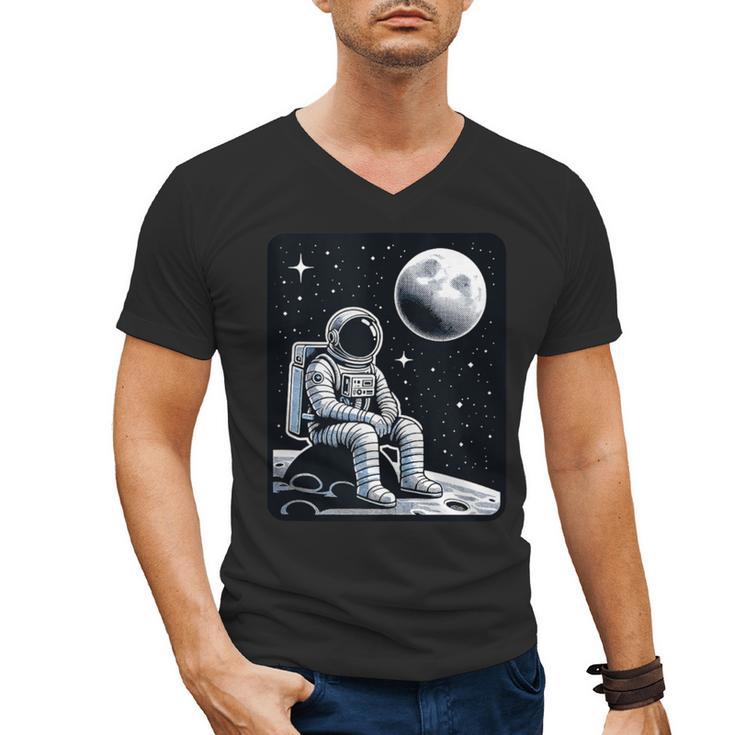 Aesthetic Spaceman Astronaut On The Moon Space Introvert Men's V-Neck T-Shirt