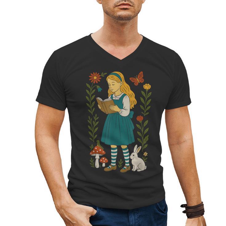 Alice In Wonderland Book Lover Lewis Carroll Rabbit Men's V-Neck T-Shirt
