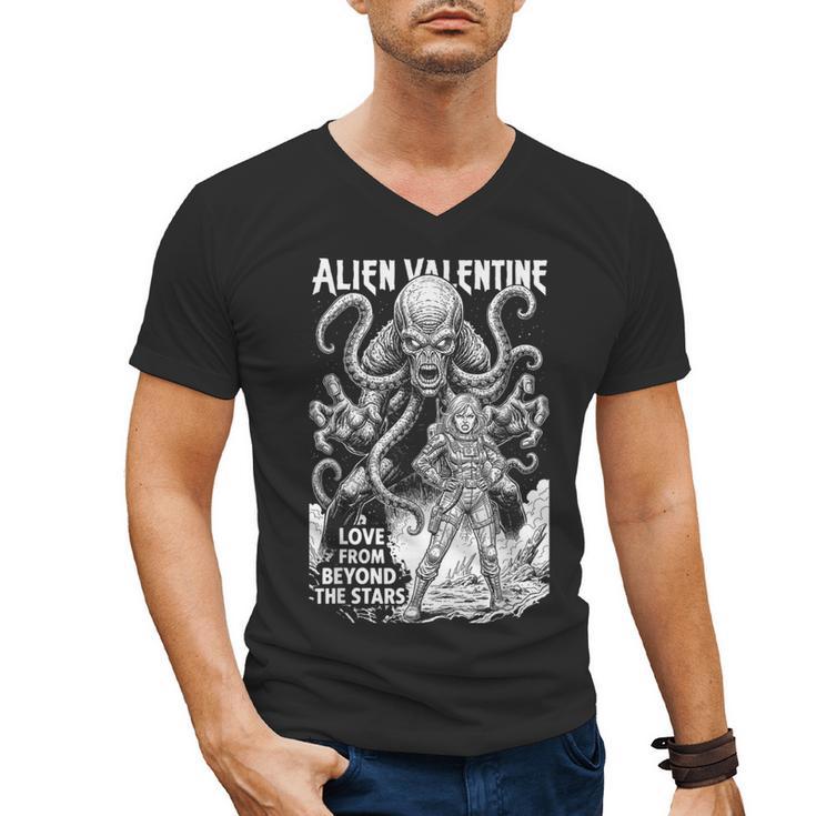 Alien Valentine Science Fiction Vintage Comic Book Men's V-Neck T-Shirt