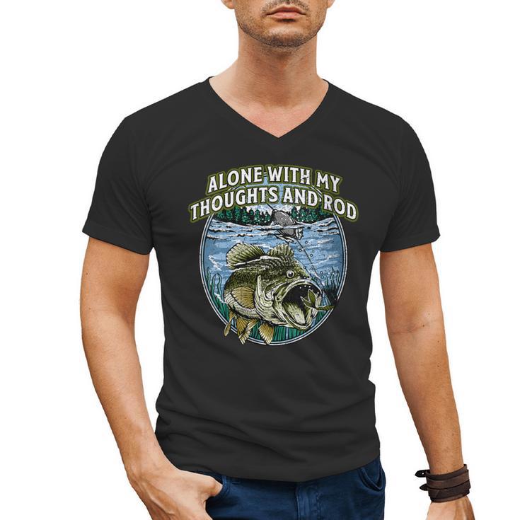 Alone With My Thoughts And Rod Introvert Fishing Antisocial Men's V-Neck T-Shirt