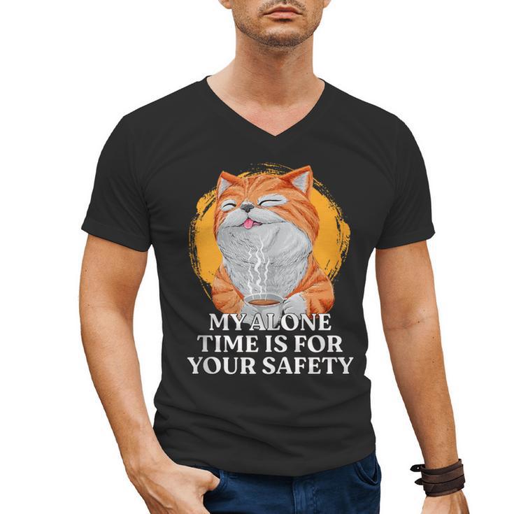 My Alone Time Is For Your Safety Coffee Lover Introvert Men's V-Neck T-Shirt