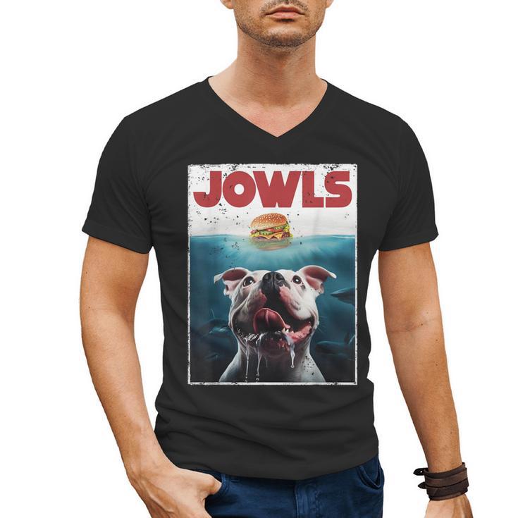 American Bulldog Jowls Burger Bully Dog Mom Dog Dad Men's V-Neck T-Shirt