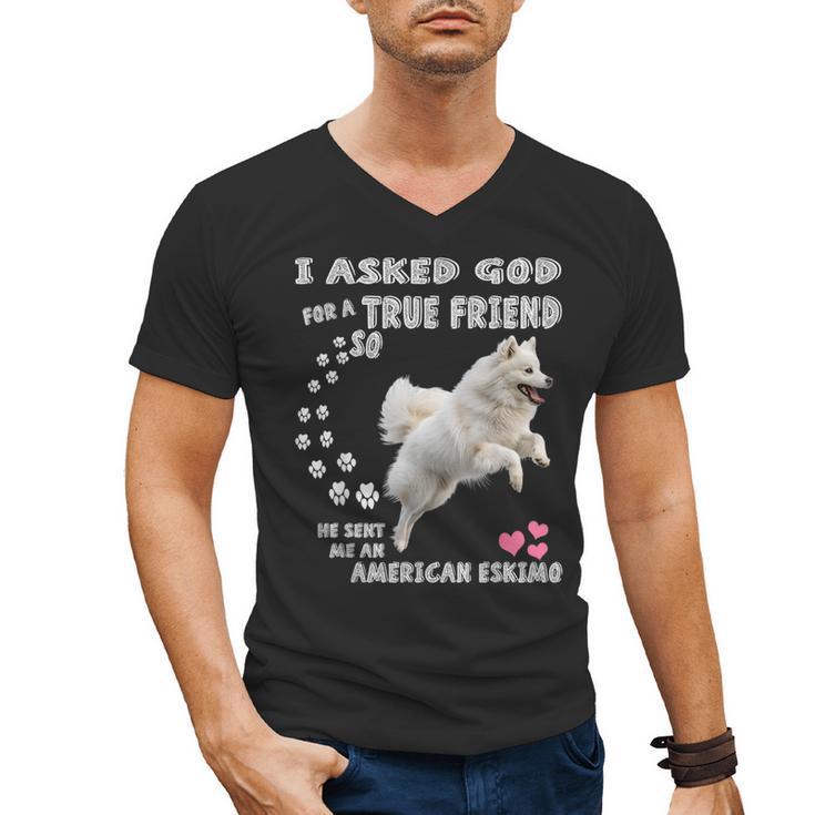 American Eskimo Dog Mom Eskie Dad Art Eskie Lover Quote Men's V-Neck T-Shirt