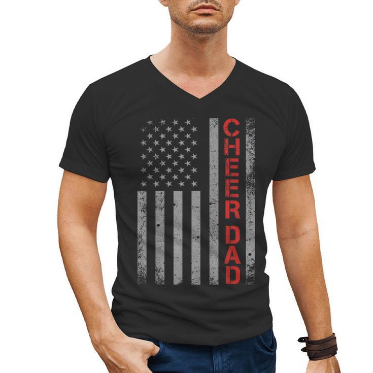 American Flag Cheer Dad Vintage Patriotic Father Cheerleader Men's V-Neck T-Shirt