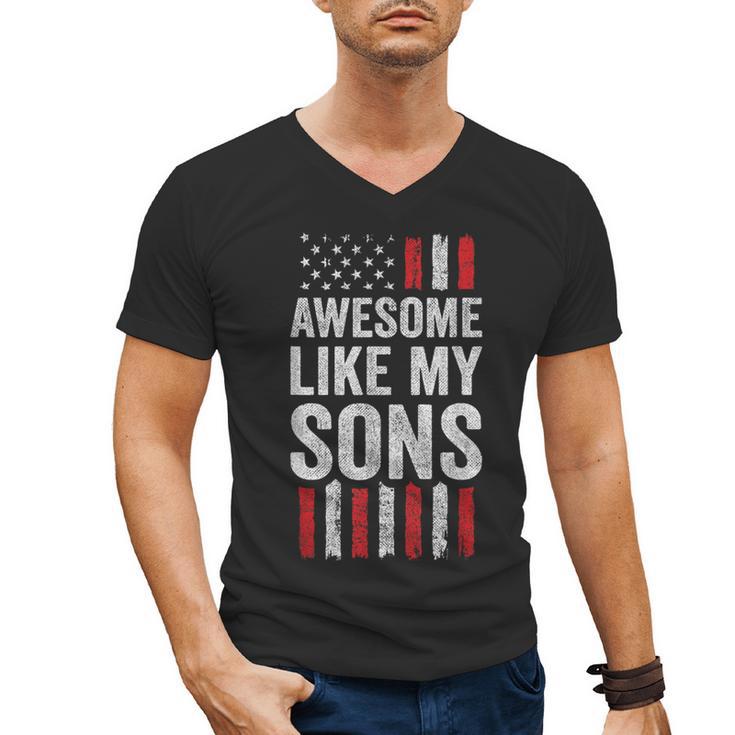 American Flag Dad Mom Awesome Like My Sons Men's V-Neck T-Shirt
