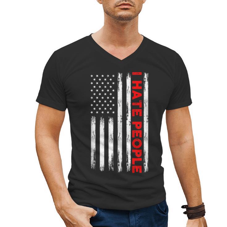 American Flag Loner Geeks Antisocial For Introvert Pride Men's V-Neck T-Shirt