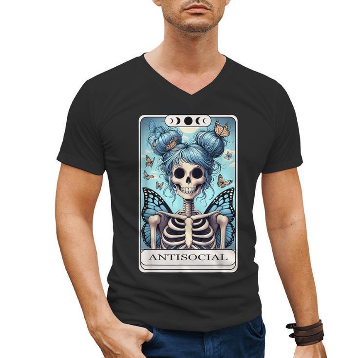 Antisocial Butterfly Tarot Card Introvert Women Stay Home Men's V-Neck T-Shirt