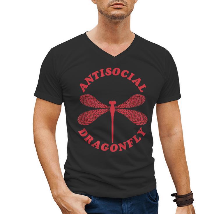 Antisocial Dragonfly Introvert Humor Nature Insect Graphic Men's V-Neck T-Shirt