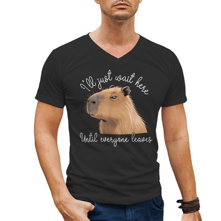 Antisocial Introvert Capybara Sarcastic Humor Men's V-Neck T-Shirt